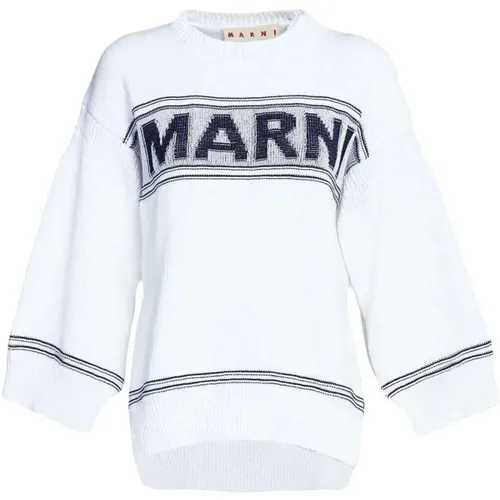 Intarsia-Knit Logo Sweater , female, Sizes: 2XS - Marni - Modalova