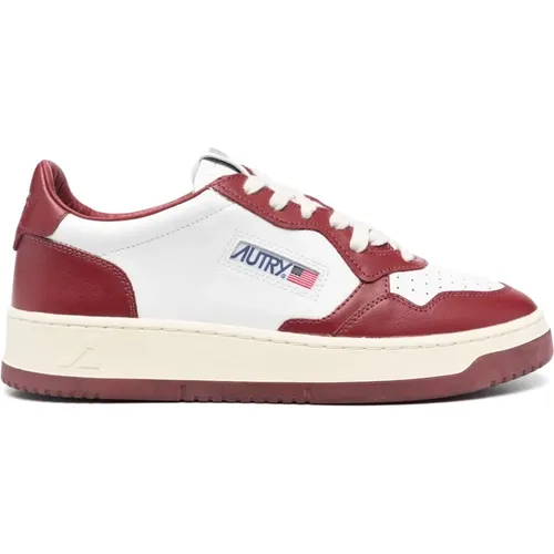 Bicolore White-Burgundy Medalist Flat Schuhe , Herren, Größe: 42 EU - Autry - Modalova