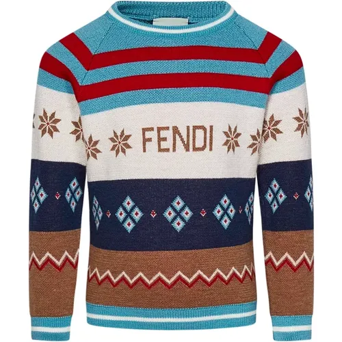 Geometric Jacquard Kids Sweater , male, Sizes: 2 Y, 18 M - Fendi - Modalova