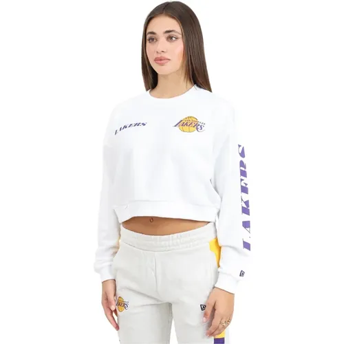 Weiße Lakers NBA Wordmark Pullover , Damen, Größe: S - new era - Modalova