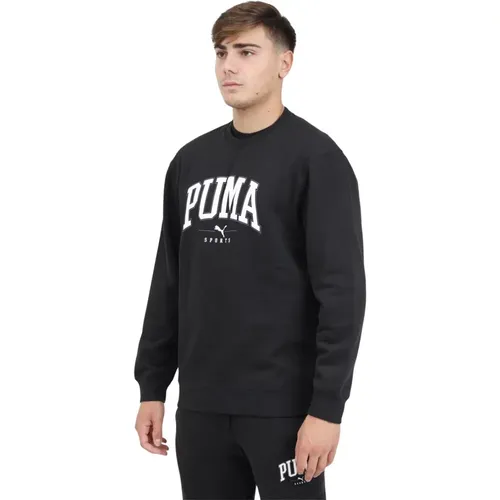 Klassischer Crewneck Sweater Squad Schwarz , Herren, Größe: XS - Puma - Modalova