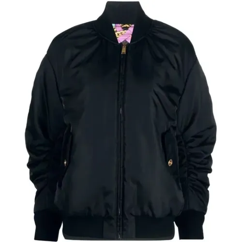 Reversible Puffer Jacket with Ventagli Print , female, Sizes: 2XS, XS - Versace - Modalova