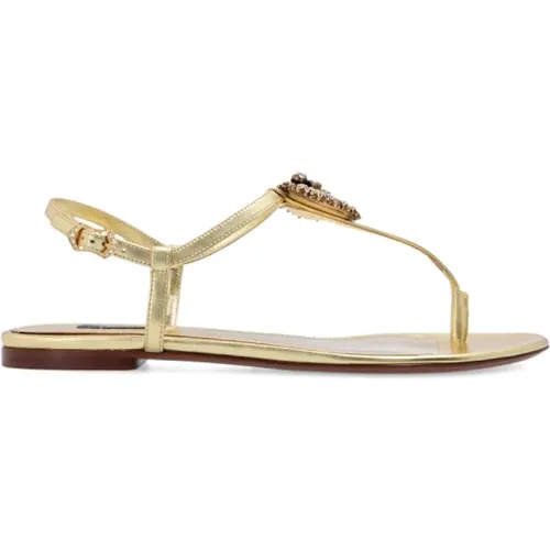 Flat Sandals with Ankle Buckle , female, Sizes: 4 1/2 UK, 3 1/2 UK - Dolce & Gabbana - Modalova