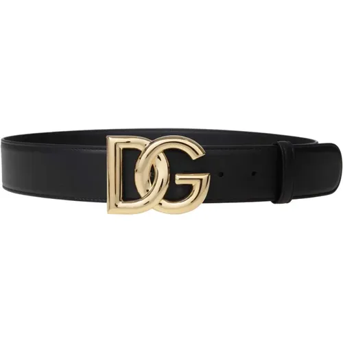Luxury Calfskin Belt with Gold DG Logo , female, Sizes: 80 CM, 85 CM, 90 CM - Dolce & Gabbana - Modalova