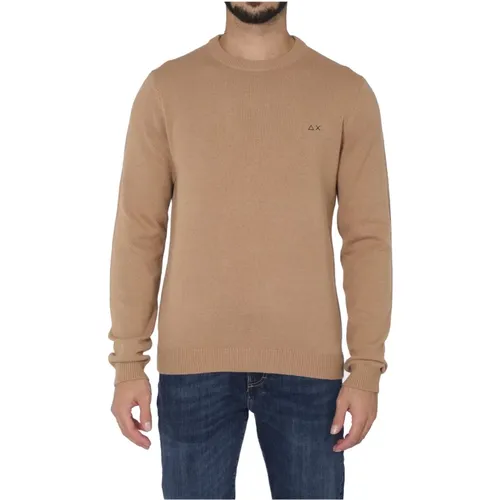 Men Sweater Round Solid Color , male, Sizes: 2XL, L - Sun68 - Modalova