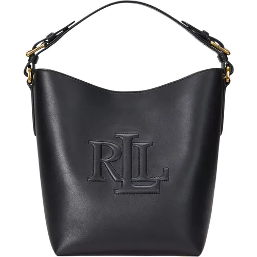 Leather Bucket Bag with Oversize Logo , female, Sizes: ONE SIZE - Ralph Lauren - Modalova