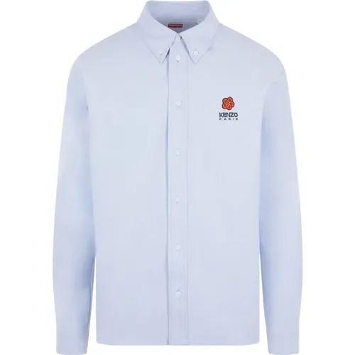 Blaues Oxford Baumwolle Besticktes Hemd , Herren, Größe: 3XS - Kenzo - Modalova