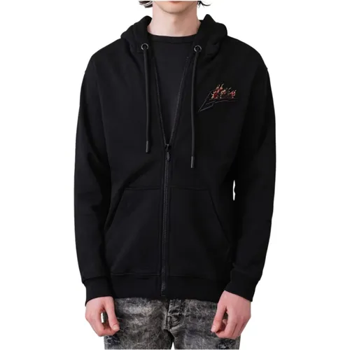 Men's Zip Hoodie with Embroidery , male, Sizes: L - Gaëlle Paris - Modalova
