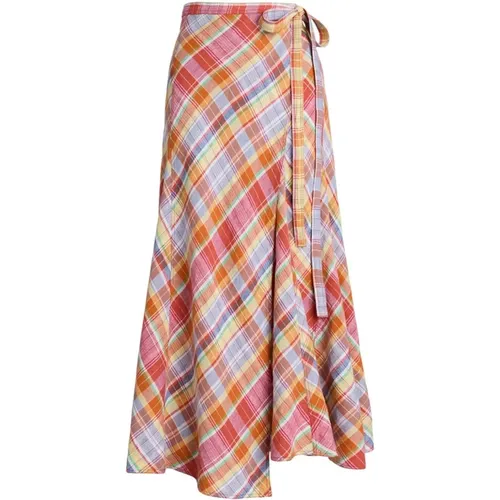 Check Wrap Skirt , female, Sizes: 2XS - Ralph Lauren - Modalova
