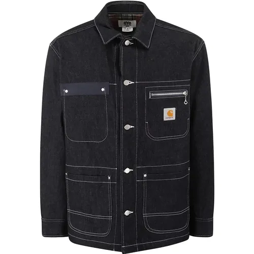 Denim Button-Up Jacket with Logo , male, Sizes: M - Junya Watanabe - Modalova