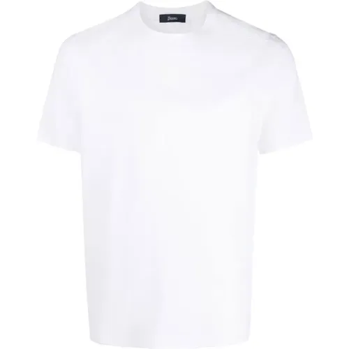 Herren T-Shirt mit kurzen Ärmeln in Weiß mit schwarzem Logo , Herren, Größe: L - Herno - Modalova
