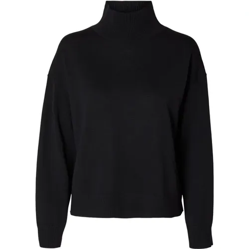 Merino Wool Turtleneck Sweater - , female, Sizes: S, XS, M, L - Selected Femme - Modalova