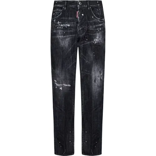 Schwarze Slim Fit Zerrissene Jeans - Dsquared2 - Modalova