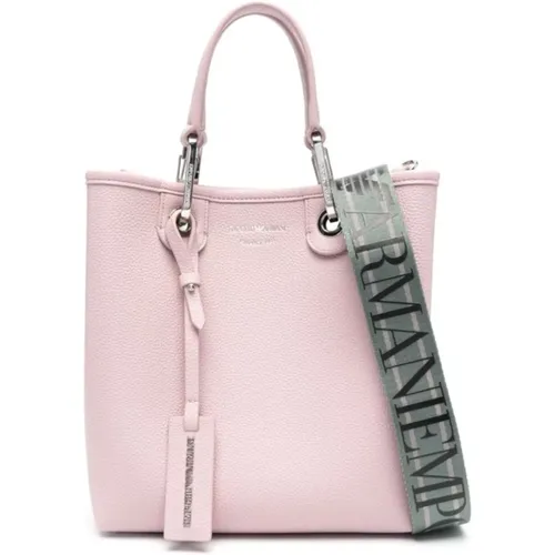 Rosa Einkaufstasche mit verstellbarem Riemen und abnehmbarem Logoband - Emporio Armani - Modalova