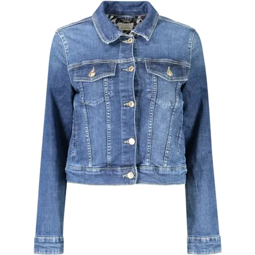 Blaue Jeansjacke mit Wascheffekt , Damen, Größe: L - Guess - Modalova