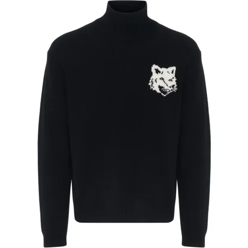 Intarsia Comfort High Fox Head Pullover - Maison Kitsuné - Modalova