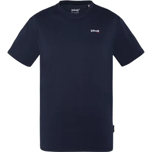 Schott T-Shirt Tslogocasual Kurzarmshirt mit Front-Print , Herren, Größe: L - Schott NYC - Modalova