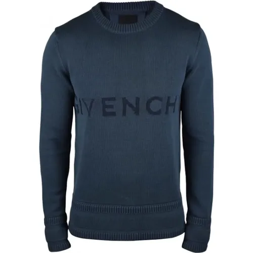 Blaue Baumwollpullover mit Logo - Givenchy - Modalova
