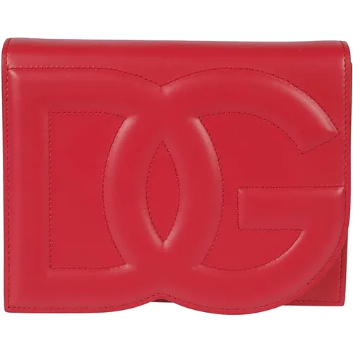 Rote Leder DG Logo Umhängetasche - Dolce & Gabbana - Modalova