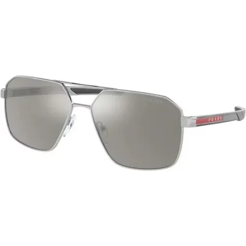 Silberner Rahmen Sonnenbrille PS 55Ws , Herren, Größe: 60 MM - Prada - Modalova