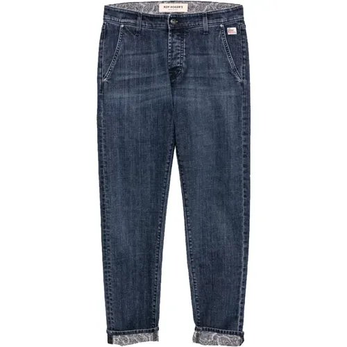 Dark Wash Denim Jeans with Cashmere Print , male, Sizes: W32 - Roy Roger's - Modalova