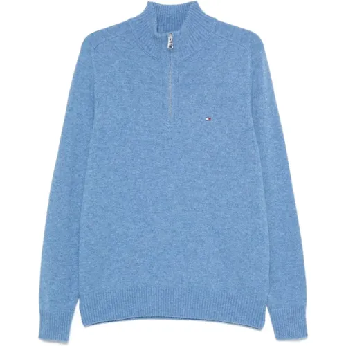 Wool Knit Sweater Half Zip , male, Sizes: L, M, XL - Tommy Hilfiger - Modalova