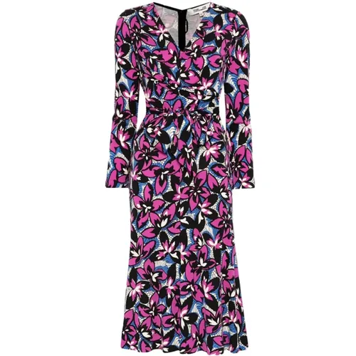 Blumiges Midi-Kleid mit Raffung , Damen, Größe: S - Diane Von Furstenberg - Modalova