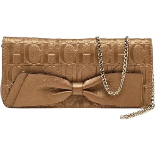 Pre-owned Leather clutches , female, Sizes: ONE SIZE - Carolina Herrera Pre-owned - Modalova