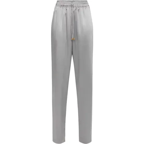 Grey Jogger Trousers with Drawstring , female, Sizes: L, M - Elisabetta Franchi - Modalova