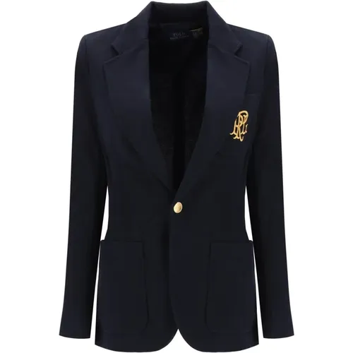 Slim-fit Double-Knit-Blazer mit Revers , Damen, Größe: S - Polo Ralph Lauren - Modalova