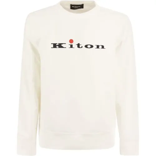 Baumwoll-Crewneck-Sweatshirt mit Logo , Herren, Größe: L - Kiton - Modalova