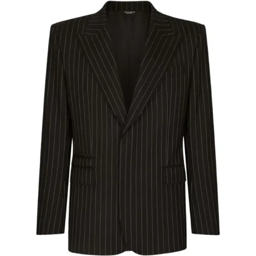 Striped Wool Blazer with Silk Lining , male, Sizes: XL, L - Dolce & Gabbana - Modalova