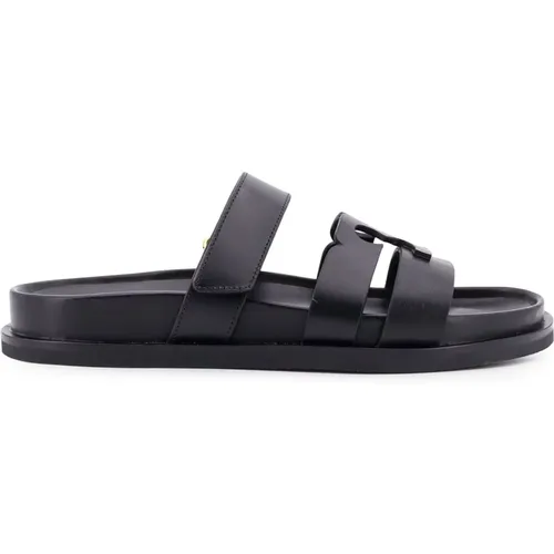 Monogramm Leder Sandalen mit Strassriemen , Damen, Größe: 39 EU - TORY BURCH - Modalova