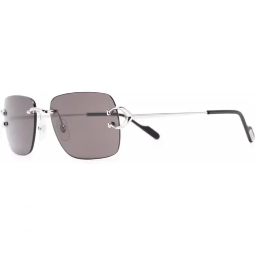 Silver Sunglasses with Accessories , male, Sizes: 59 MM - Cartier - Modalova