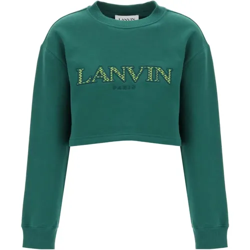 Cropped Sweatshirt mit gesticktem Logo-Patch , Damen, Größe: M - Lanvin - Modalova