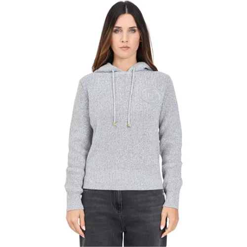 Grauer Kapuzenpullover Herbst Winter , Damen, Größe: M - Elisabetta Franchi - Modalova