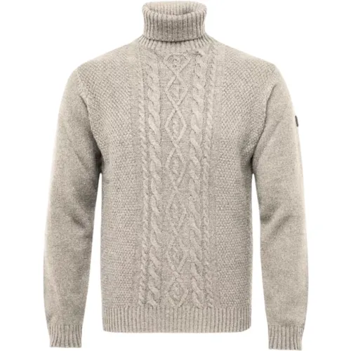 Hochgeschlossener Pullover mit geflochtenem Vorderteil , Herren, Größe: L - MCS - Modalova