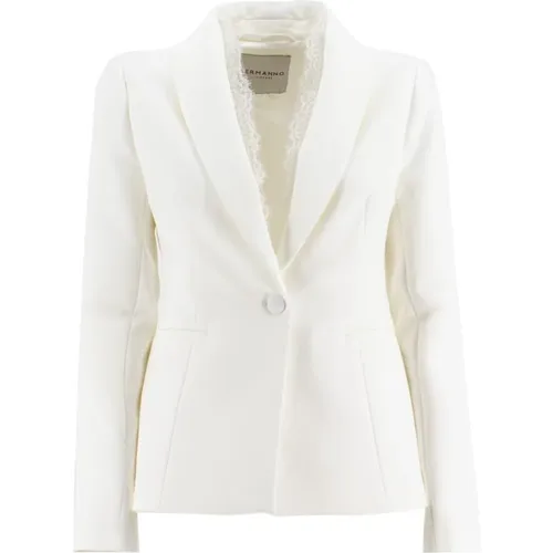 Lace Insert Single Breasted Jacket , female, Sizes: XS, M - Ermanno Scervino - Modalova