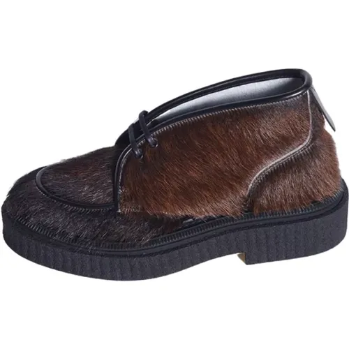 Lace-up Shoes with Luxurious Fur Detail , female, Sizes: 7 UK, 7 1/2 UK, 8 UK, 5 UK, 6 UK - Adieu Paris - Modalova