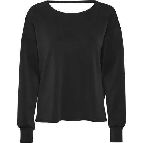 Schwarze Knotenbluse Sweatshirt , Damen, Größe: M - My Essential Wardrobe - Modalova