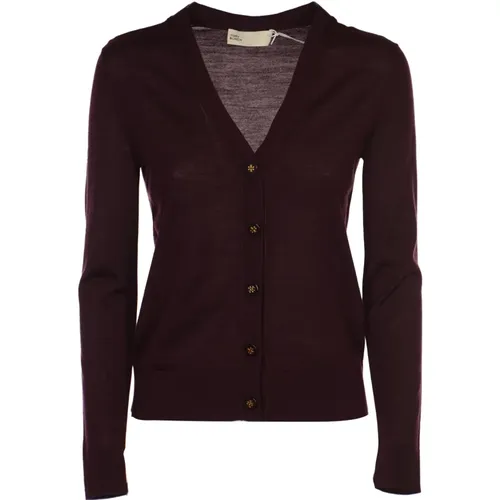 Simone Cardigan - Luxuriöse Wolle und Seide , Damen, Größe: M - TORY BURCH - Modalova