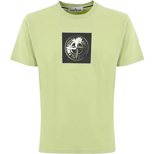 Logo Print Baumwoll T-Shirt , Herren, Größe: S - Stone Island - Modalova