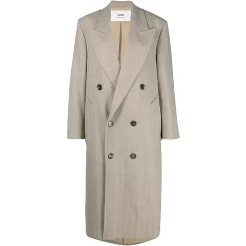 Double-Breasted Long Coat , female, Sizes: 3XS, 2XS - Ami Paris - Modalova