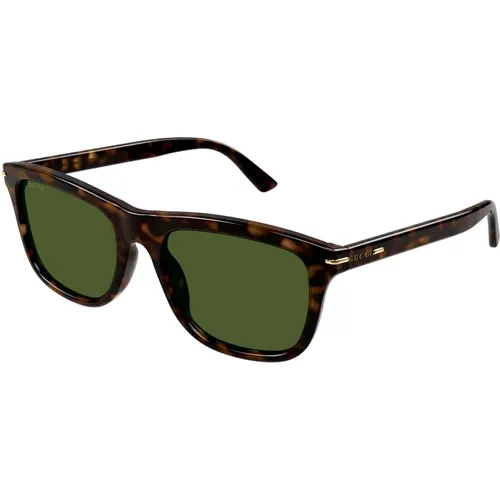 Dunkel Havana/Grüne Sonnenbrille , Herren, Größe: 55 MM - Gucci - Modalova