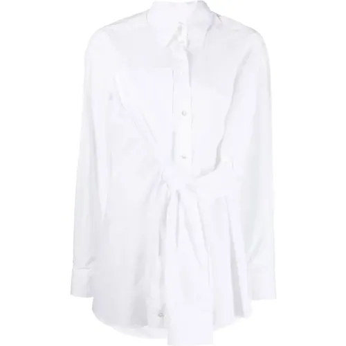 Cotton Knotted Front Shirt , female, Sizes: XS - MM6 Maison Margiela - Modalova
