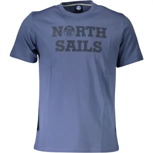 Blau Baumwolle Logo Print T-Shirt , Herren, Größe: M - North Sails - Modalova