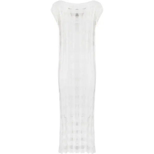 Weiße Mesh Lange Kleid , Damen, Größe: L - Liviana Conti - Modalova