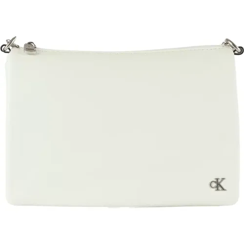 Eco-leather Shoulder Bag with Logo Plaque , female, Sizes: ONE SIZE - Calvin Klein Jeans - Modalova