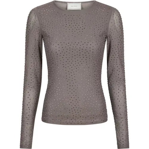 Silberner Stein Mesh Bluse , Damen, Größe: L - NEO NOIR - Modalova