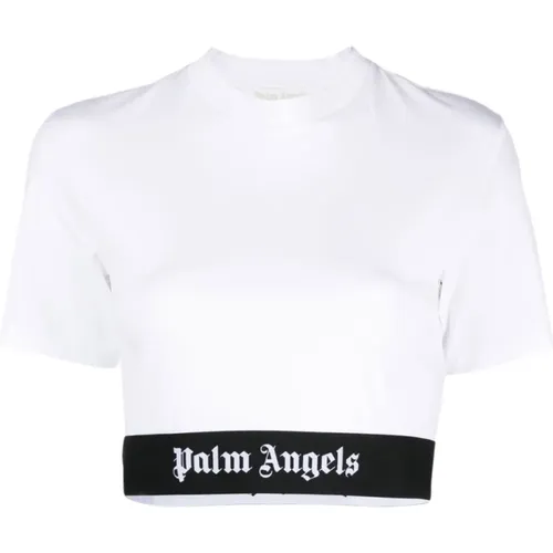 Logo Tape T-shirts and Polos , female, Sizes: XS, S - Palm Angels - Modalova